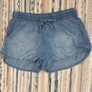 Denim elastic waisted soft shorts